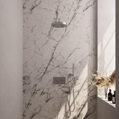BRAUER Stripe Thermostatische Inbouw Regendouche - drukknoppen - SET 26 - 25cm douchekop - gebogen muurarm - staaf handdouche - doucheslang - wandaansluitbocht - chroom 5-CE-415