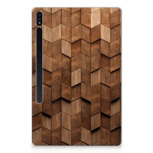 Silicone Tablet Hoes voor Samsung Galaxy Tab S7 Plus | S8 Plus Wooden Cubes