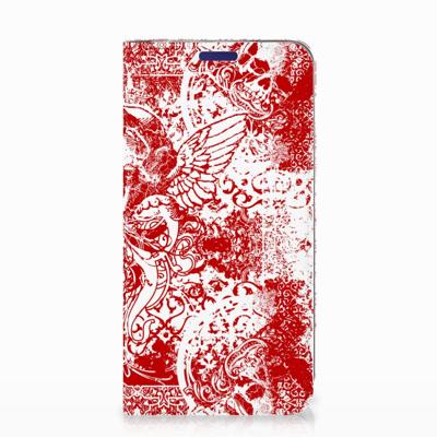 Mobiel BookCase Samsung Galaxy S10e Angel Skull Rood