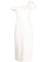 Marchesa Notte robe mi-longue asymétrique en crêpe - Blanc