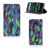 Motorola Moto C Plus Stand Case Abstract Green Blue - thumbnail