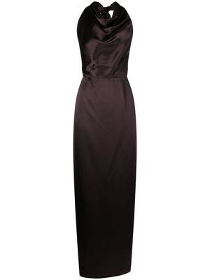 VOZ robe longue satiné à dos-nu - Marron