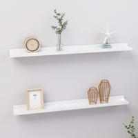 Wandschappen 2 st 80x9x3 cm hoogglans wit
