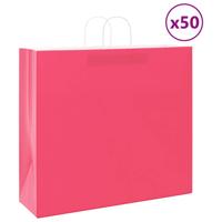 VidaXL Papieren zakken 50 st met hengsels 54x15x49 cm roze