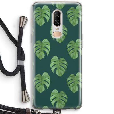 Monstera leaves: OnePlus 6 Transparant Hoesje met koord