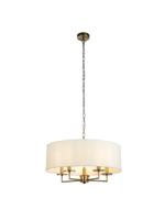 Hanglamp Knightsbridge 5Lt - Antique Brass & White Linen Shade