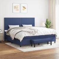 Boxspring met matras stof blauw 200x200 cm