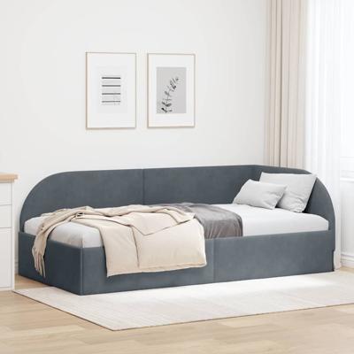 Hoekbedframe met hoofdeinde Donkergrijs 90 x 200 cm Fluweel
