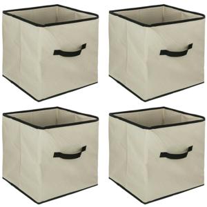 Opbergmand/kastmandje - 4x - Beige - 31 x 31 x 31 cm - 29 liter - Vakkenkast manden - Stof