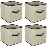 Opbergmand/kastmandje - 4x - Beige - 31 x 31 x 31 cm - 29 liter - Vakkenkast manden - Stof