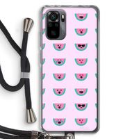 Smiley watermeloenprint: Xiaomi Redmi Note 10 Pro Transparant Hoesje met koord