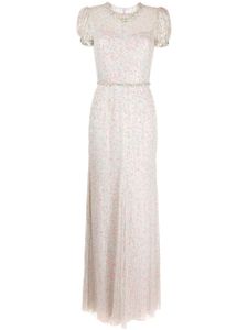 Jenny Packham robe évasée Nerissa à sequins - Blanc