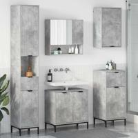 Badkamermeubelset met lade Beton Grijs Engineered hout, Metaal