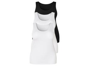 esmara 3 dames onderhemden (XL (48/50), Zwart/wit)