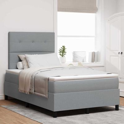 Boxspring bed met matras Lichtgrijs 120 x 190 cm Stof