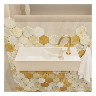 MONDIAZ TYNE 60cm fontein solid surface rechts met kraangat kleur talc