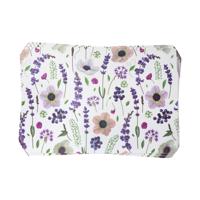 Placemats - 6x - bloemen print - wit - 28 x 43 cm - kunststof