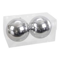 2x Grote kunststof kerstballen zilver 15 cm - Kerstbal - thumbnail