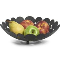 Zeller Fruitschaal Design - rond - zwart - metaal - 29 cm - fruitmand - groot formaat - thumbnail