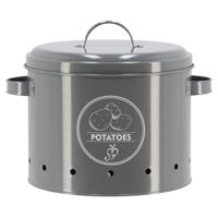 Secrets du Potager Aardappelen bewaar pot/blik - metaal - grijs - 28 x 23 x 14 cm