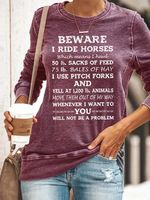 Beware I ride Horses Sweatshirt - thumbnail