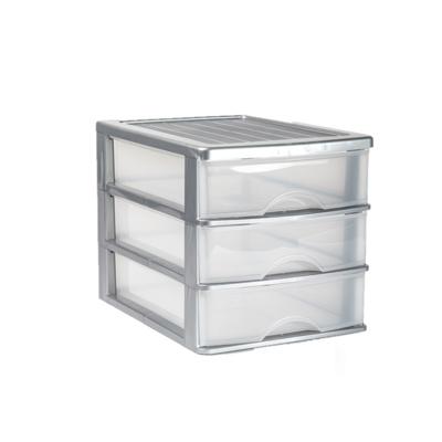 PlasticForte Ladeblok bureau organizer - 3 lades - grijs/transparant - L35,5 x B27 x H26 cm