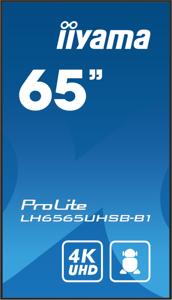 iiyama ProLite Digitale signage flatscreen 163,8 cm (64.5") LCD Wifi 500 cd/m² 4K Ultra HD Zwart Type processor Android 11 24/7