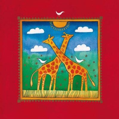 Kunstdruk Linda Edwards - Two little giraffes 40x40cm