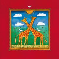 Kunstdruk Linda Edwards - Two little giraffes 40x40cm
