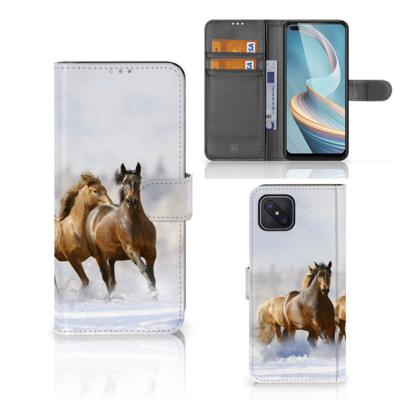 OPPO Reno4 Z | Telefoonhoesje | Met pasjeshouder | Paarden