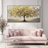 Groot formaat met de hand geschilderd 3D gouden boom canvas olieverfschilderij herfst natuur landschap kunst aan de muur origineel mes schilderij licht luxe woonkamer decor geen frame Lightinthebox