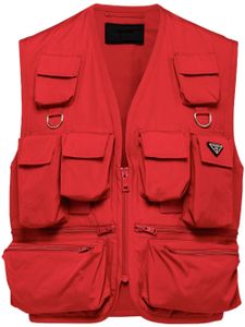 Prada gilet à poches multiples - Rouge