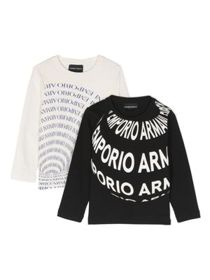 Emporio Armani Kids Twee T-shirts met logoprint - Zwart