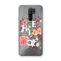 Hello in flowers: Xiaomi Redmi 9 Transparant Hoesje