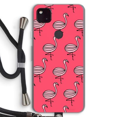 Flamingo: Pixel 4a 5G Transparant Hoesje met koord