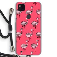 Flamingo: Pixel 4a 5G Transparant Hoesje met koord