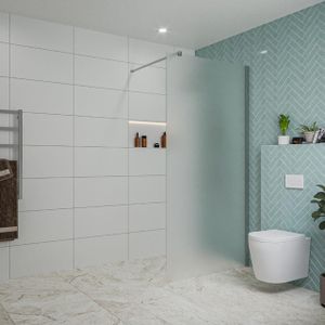 Fortifura Galeria inloopdouche - 100x200cm - mat glas - wandarm - chroom SW797927/SW797904