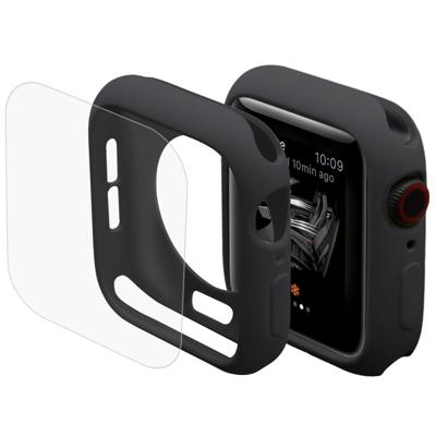 ENKAY Hat-Prins 2 in 1 TPU semi-geklede beschermende Shell + 3D volledig scherm PET gebogen warmte buigen HD Screen Protector voor Apple Watch serie 4