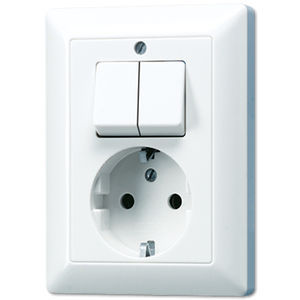 Jung AS500 combinatie wandcontactdoos met randaarde en serieschakelaar wit AS5575EUWW