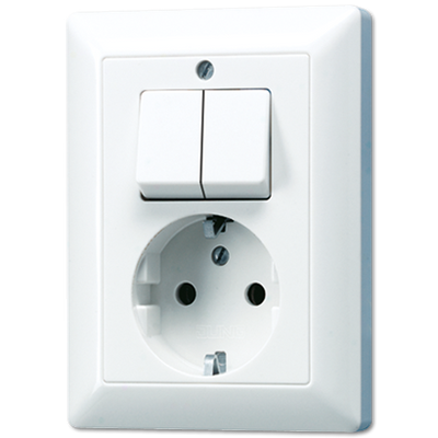 Jung AS500 combinatie wandcontactdoos met randaarde en serieschakelaar wit AS5575EUWW