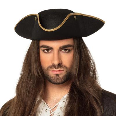 Boland Piratenhoed zwart - Verkleed hoeden - Volwassenen - polyester - 59 cm Boland Piratenhoed zwart - Verkleed hoeden - Volwassenen - polyester - 59 cm