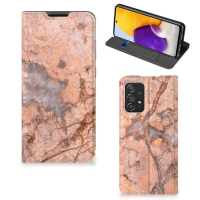 Samsung Galaxy A72 (5G/4G) Standcase Marmer Oranje Samsung Galaxy A72 (5G/4G) Standcase Marmer Oranje