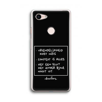 Mijn Motto's: Google Pixel 3 Transparant Hoesje