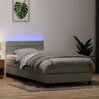 Boxspring met matras en LED fluweel lichtgrijs 90x210 cm