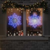 Kerstsneeuwvlok met 156 LED Blauw 55,5 x 55,5 x 0,75 cm PVC