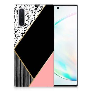 Samsung Galaxy Note 10 TPU Hoesje Zwart Roze Vormen