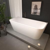 ZEZA Grand half vrijstaand bad - 180x80x58cm - met afvoer - acryl - glans wit 6104