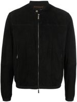 Moorer veste bomber en cuir à fermeture zippée - Noir