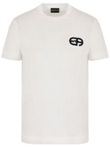 Emporio Armani t-shirt en coton à logo brodé - Blanc