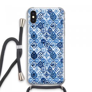 Blauw motief: iPhone XS Max Transparant Hoesje met koord